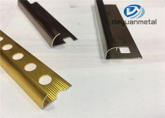 China Different Punched Metal Edging Strip , Shiny Golden Aluminium Trim Profile supplier
