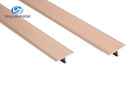 6063 Aluminum Rose gold T Profiles T5 Temper Andizing T Shape Metal Transition Trim For Hotel Wall Decoration