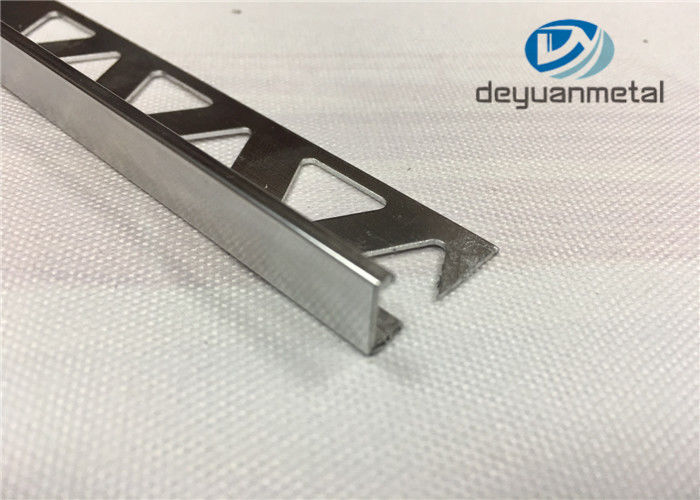Bright Silver Aluminium Floor Trim Profiles With Triangle Punched