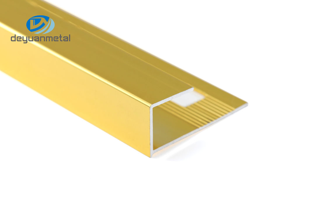 CQM Aluminium Floor Edge Trim Strip , T6 Aluminium Brushed Gold