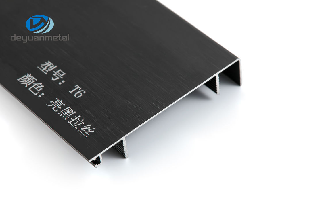 Brushed Aluminium Skirting Trim 6063 Aluminium Floor Skirting Surface Treament Brushed Bright Black Color