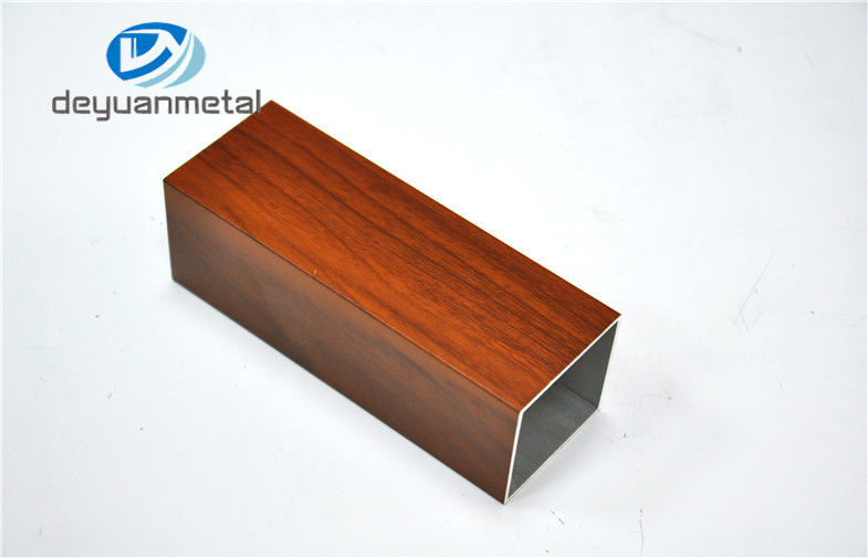 6063 T5 / T6 Aluminum Door Frame Extrusions ,  Wood Grain Aluminium Rectangular Profile